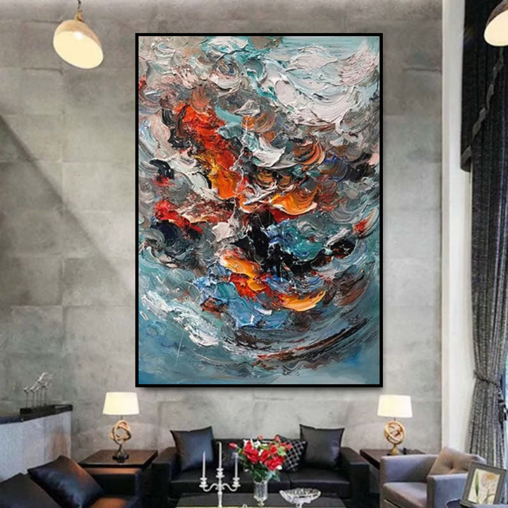 Large Colorful 3D Texture Handmade Oil Painting Original Abstract For Living Room