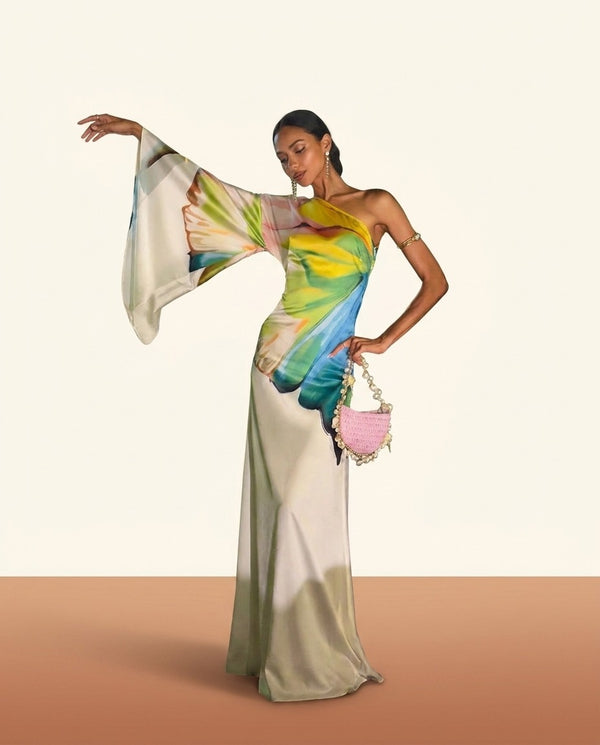 One-Shoulder Floral Maxi Dress - Evening Elegance - view 3