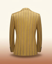 Gold Jacquard 2-Piece Suit - Men's Double Breasted - view 3