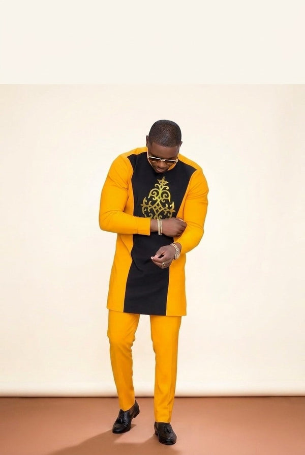 Men's Long-Sleeve Smart Set - White & Yellow - view 3