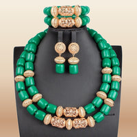 Golden Nigerian Coral Beads - Statement Bridal in Green