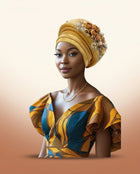 Floral Bouquet Auto Gele - Pre-Tied African Headwrap