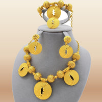 African Gold Bead Jewelry - Party Statement Set in Gold 3
