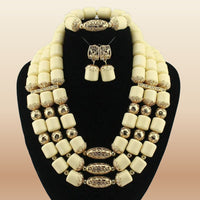 Nigerian Resin Coral Beads - Modern Bridal in Ivory 1
