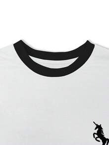 Resyla Unicorn Embroidered T-Shirt – Women’s Casual Contrast Color Top | ARINZE Fashion