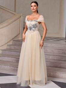 Off-Shoulder Lace Ruffle Maxi Dress – Women’s Elegant Flowy Evening Dress | ARINZE Fashion