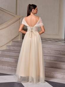 Off-Shoulder Lace Ruffle Maxi Dress – Women’s Elegant Flowy Evening Dress | ARINZE Fashion