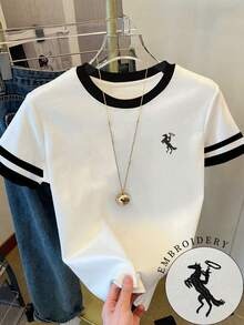 Resyla Unicorn Embroidered T-Shirt – Women’s Casual Contrast Color Top | ARINZE Fashion