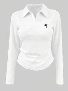 Rina Fox Colorblock Knight Long Sleeve Tee – Women’s Casual Autumn Streetwear