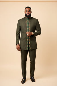 Men's royal kaftan agbada set - Style 8