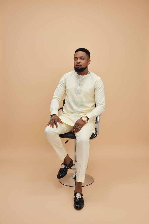 Men's royal kaftan agbada set - Style 25